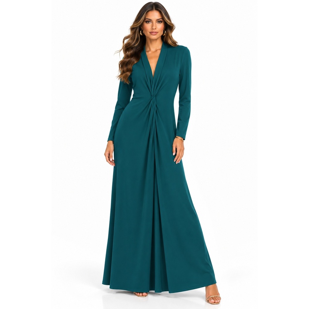 Soft Surroundings Lagia Twist Front Maxi Dress Petite Medium Long Sleeve